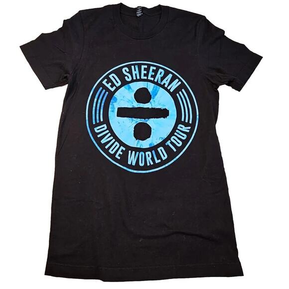 Ed Sheeran Divide TShirt Size Small The World Tour Shirt Black Teal Blue 2018 - Picture 2 of 7